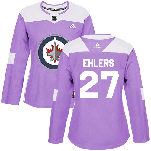 Adidas Jets #27 Nikolaj Ehlers Purple Authentic Fights Cancer Women's Stitched NHL Jersey - Click Image to Close
